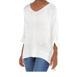 52Seven White Cowl Neck tunic Sweater lightweight with Relaxed Fit like New